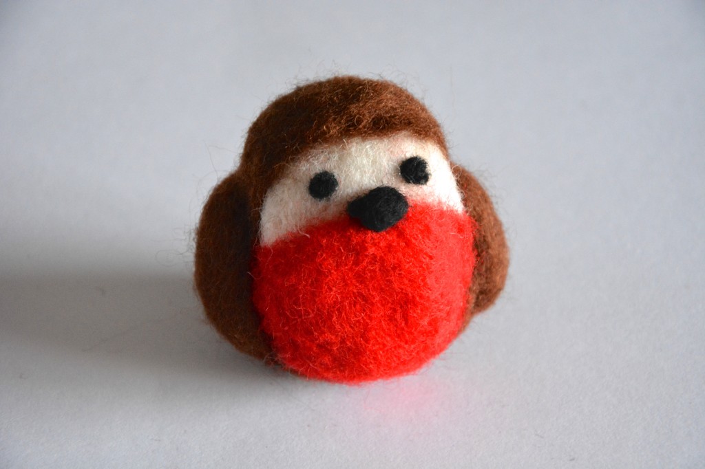 Needle felted robin