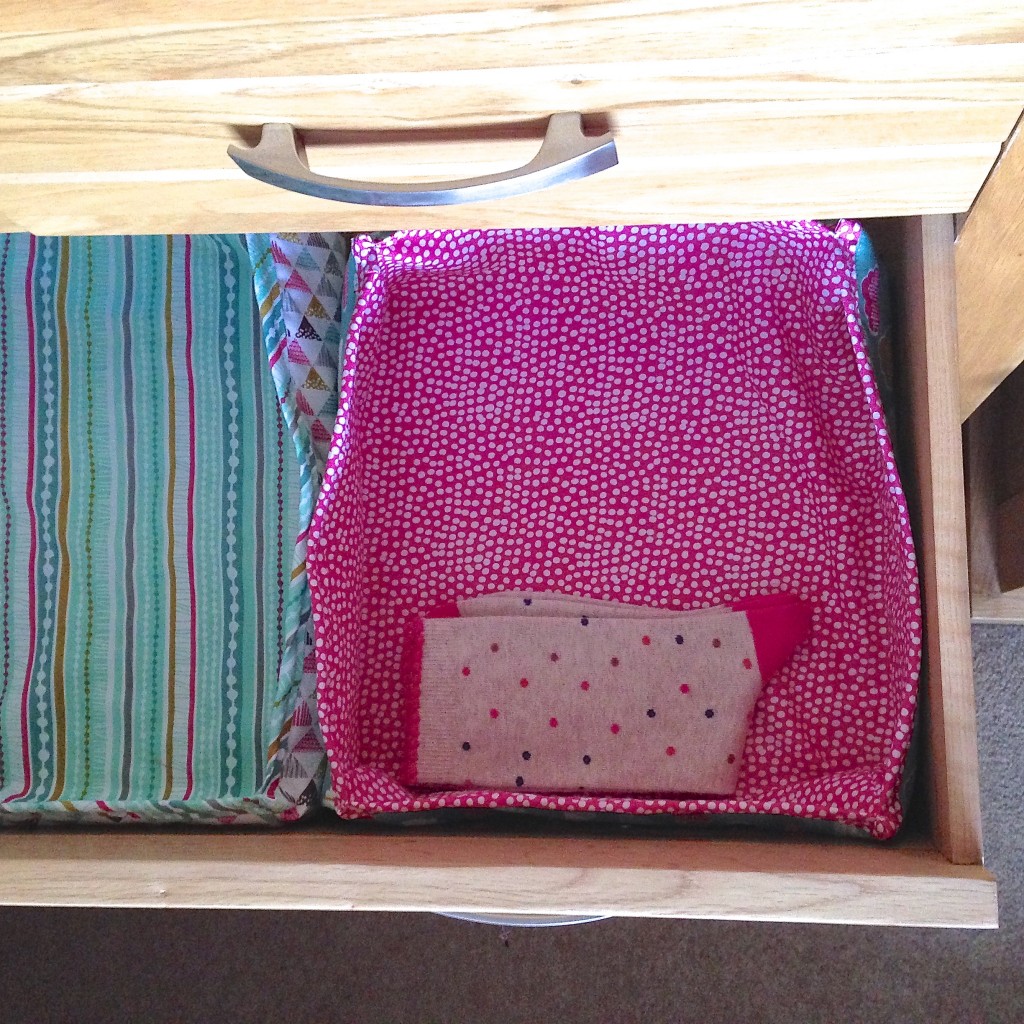 Drawer inserts in situ with socks