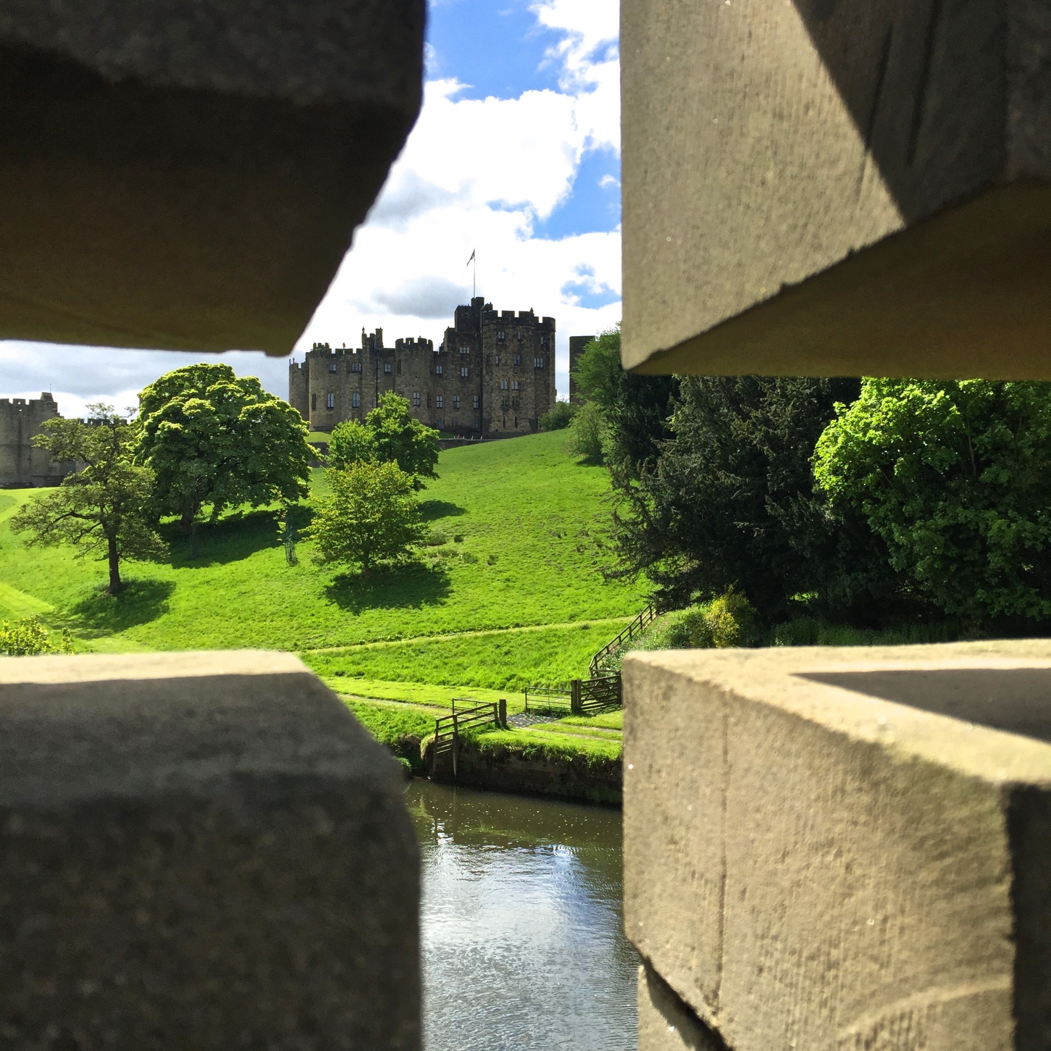 Alnwick Castle through the bridge