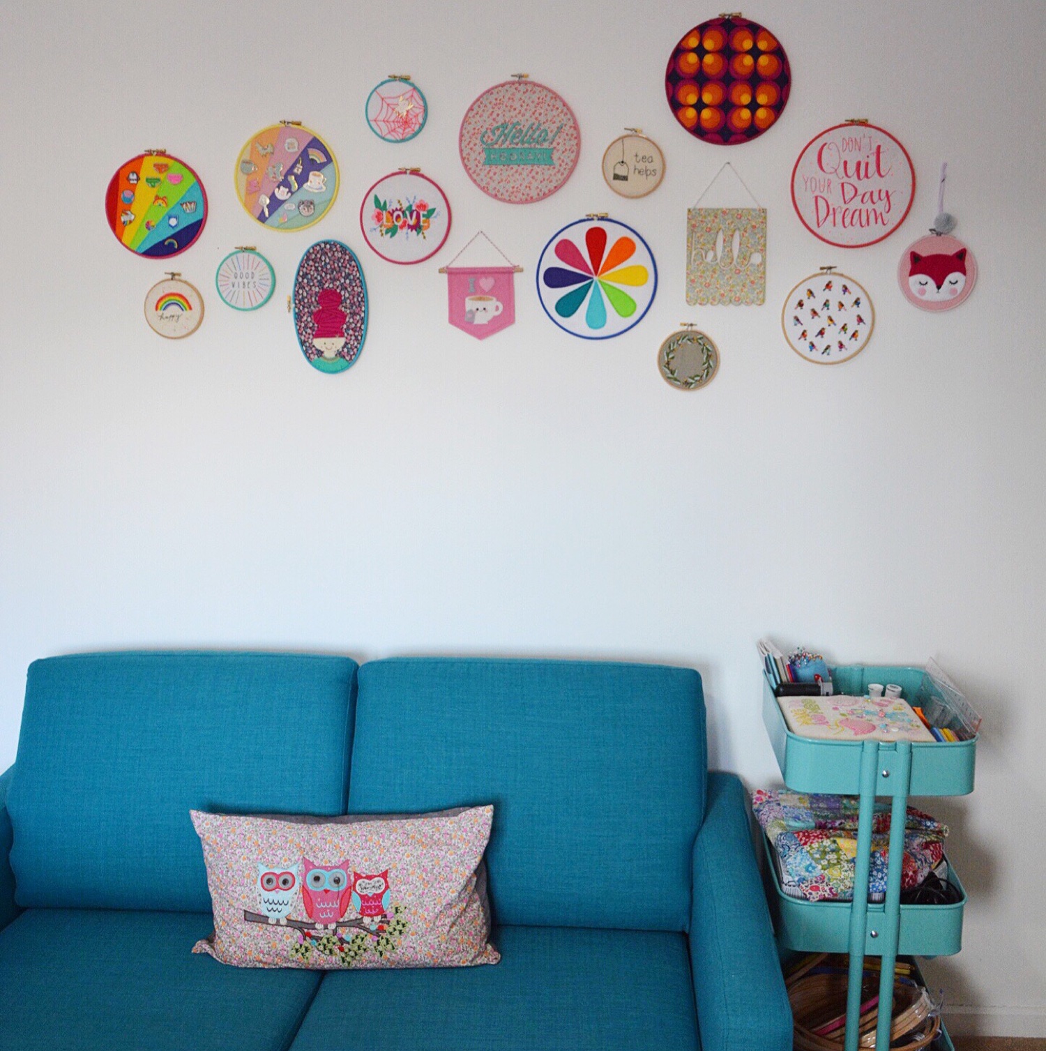 Craft room hoop wall | Hello! Hooray!