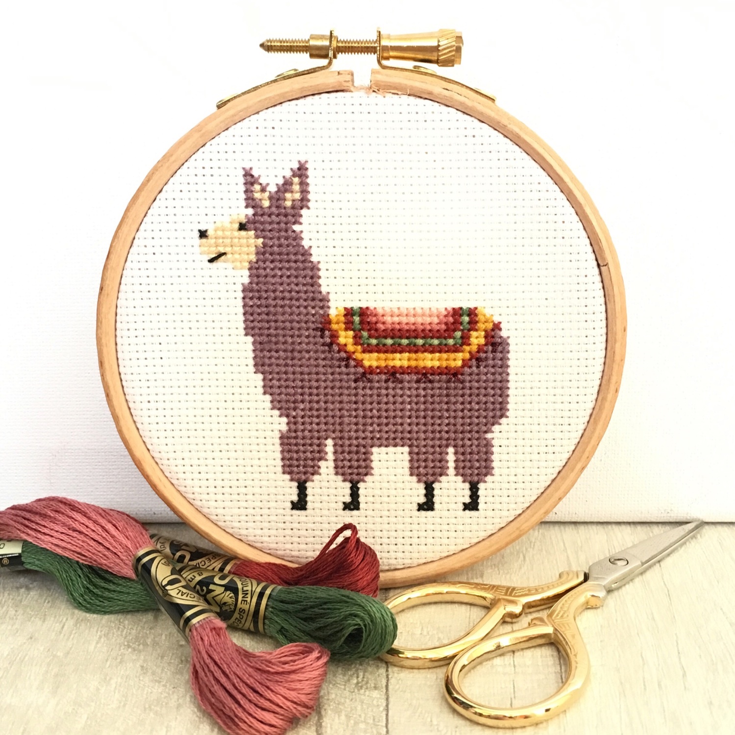llama-cross-stitch-hoop by Hannah Hand Makes | Hello! Hooray!