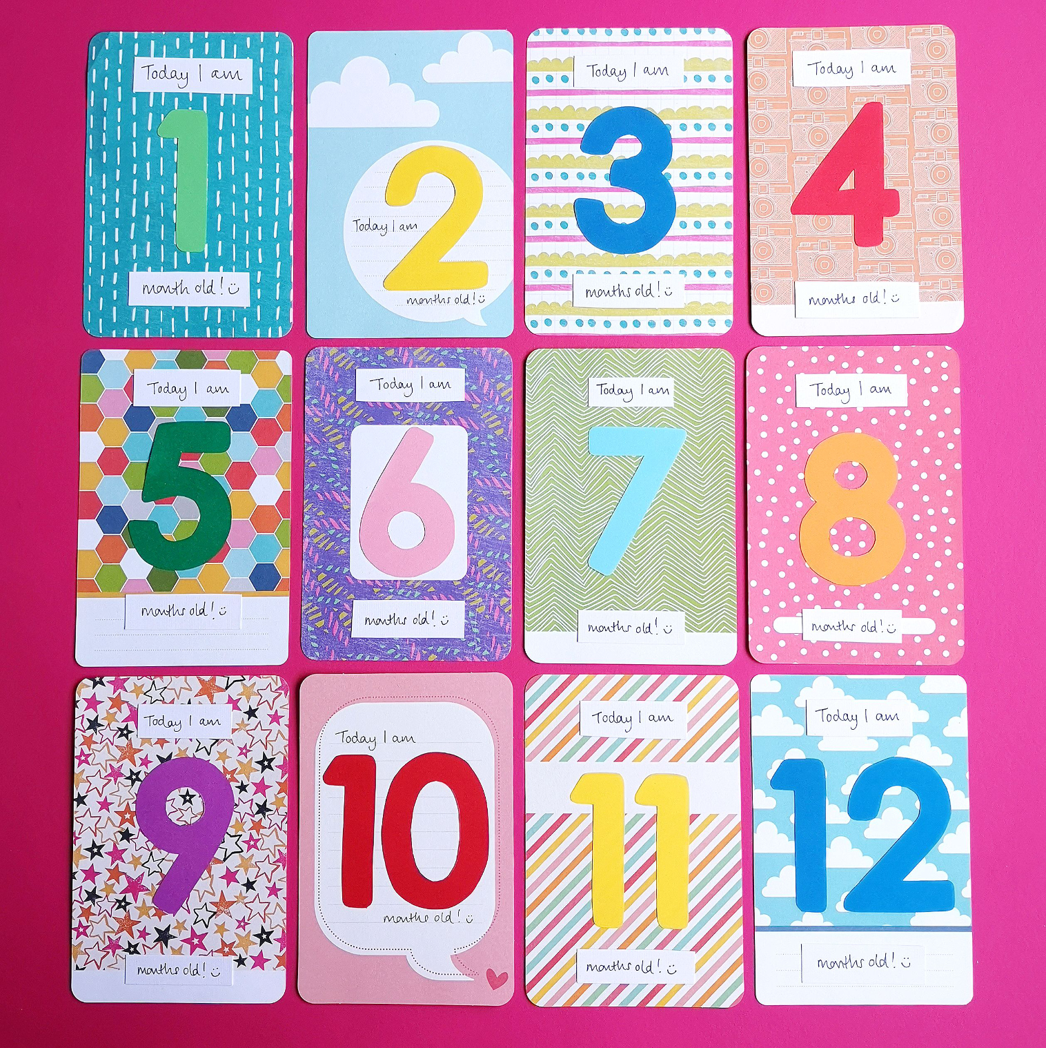 Project Life baby milestone cards 1 to 12 | Hello! Hooray!
