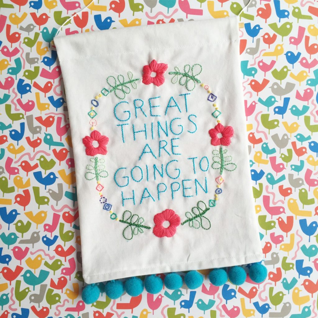 Embroidered banner | Hello! Hooray!