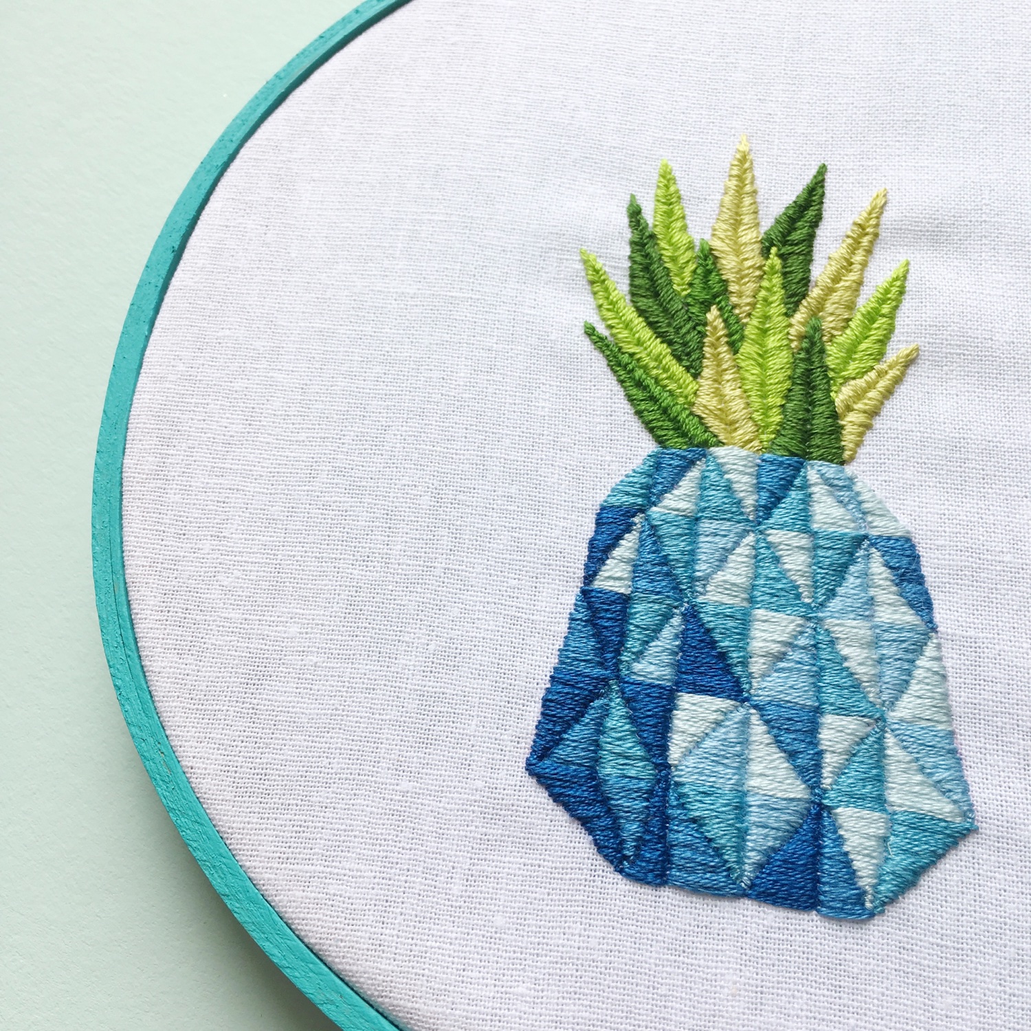 Blue pineapple embroidery | Hello! Hooray!