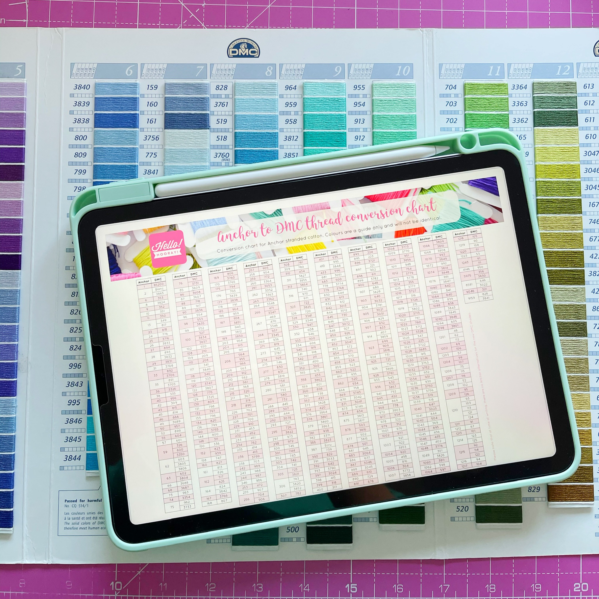 Anchor to DMC thread conversion chart | Hello! Hooray!