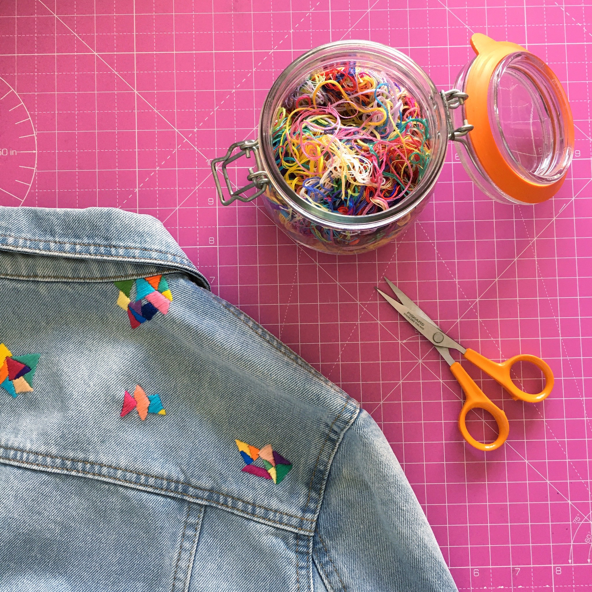 Customised denim jacket from Colourful Fun Embroidery | Hello! Hooray!
