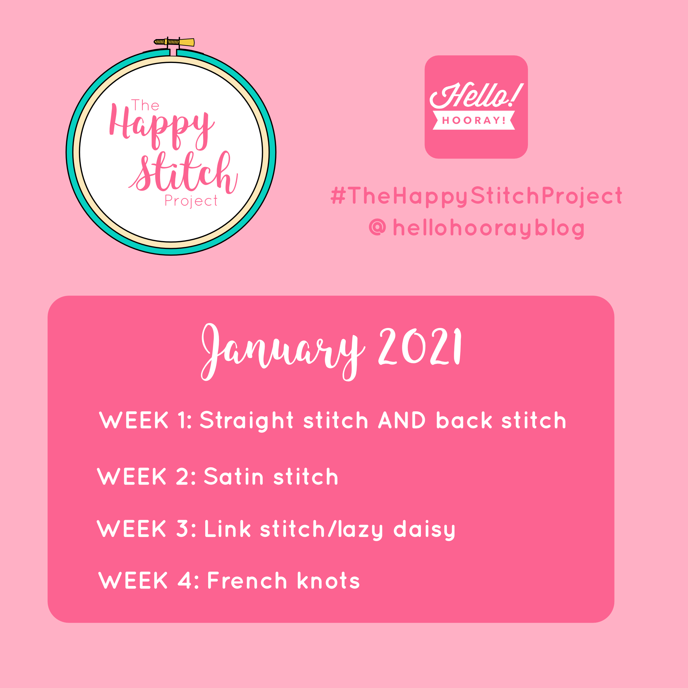 The Happy Stitch Project January | Hello! Hooray!