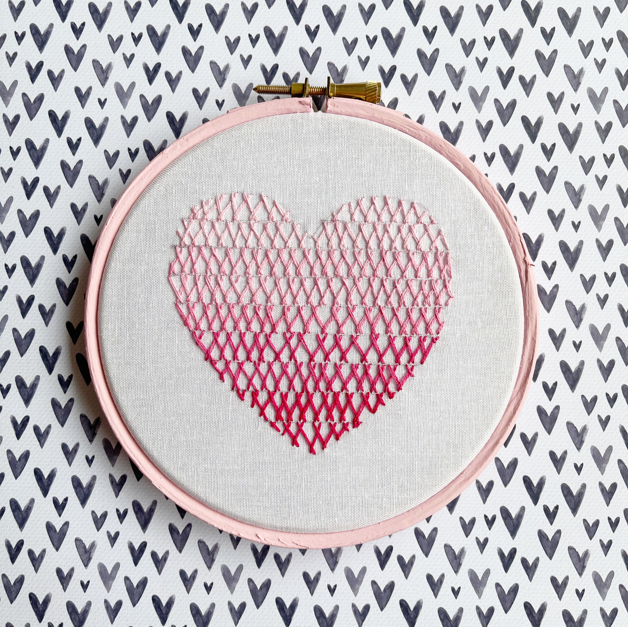 Herringbone stitch ombre heart hoop | Hello! Hooray!