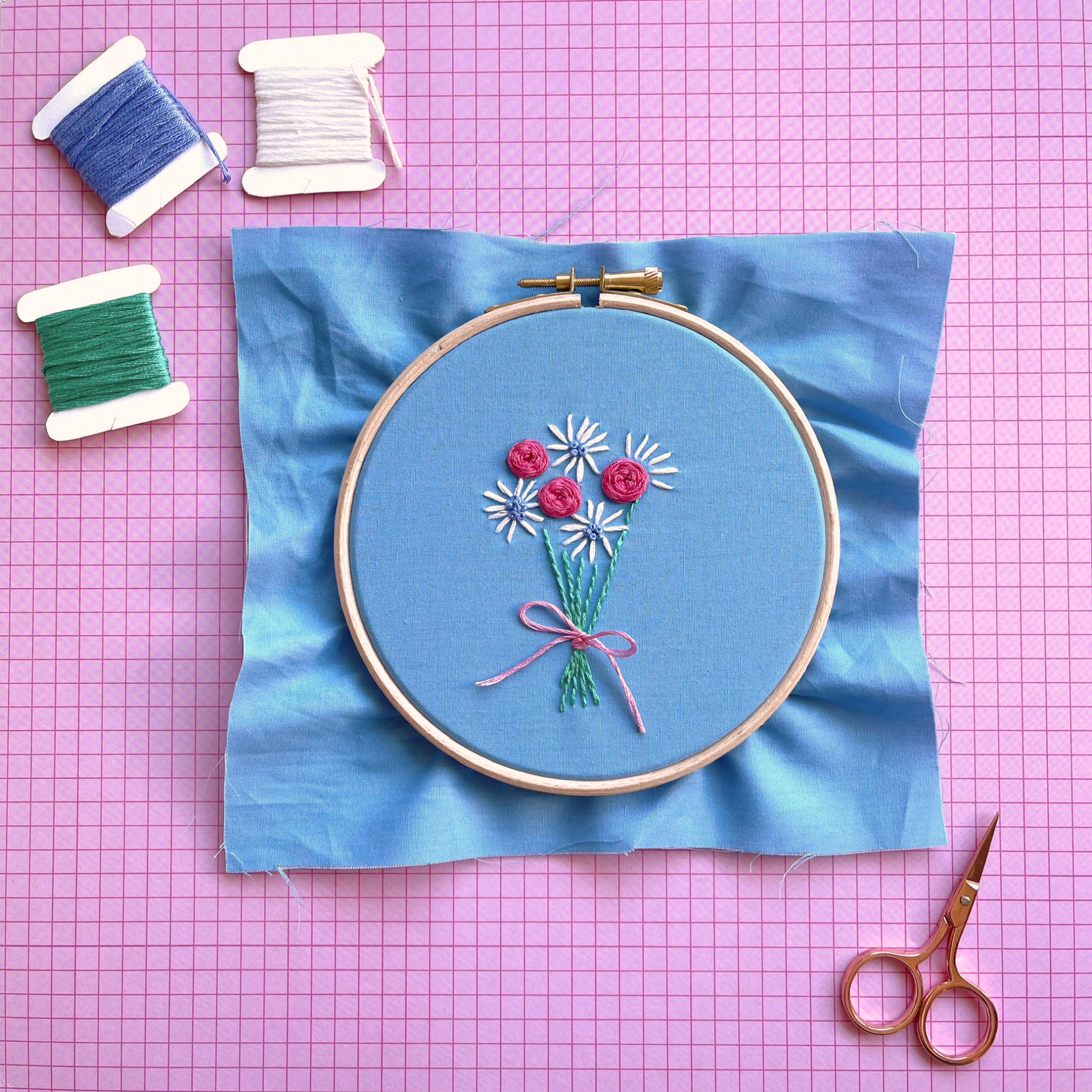 Woven rose bouquet hoop flatlay | Hello! Hooray!
