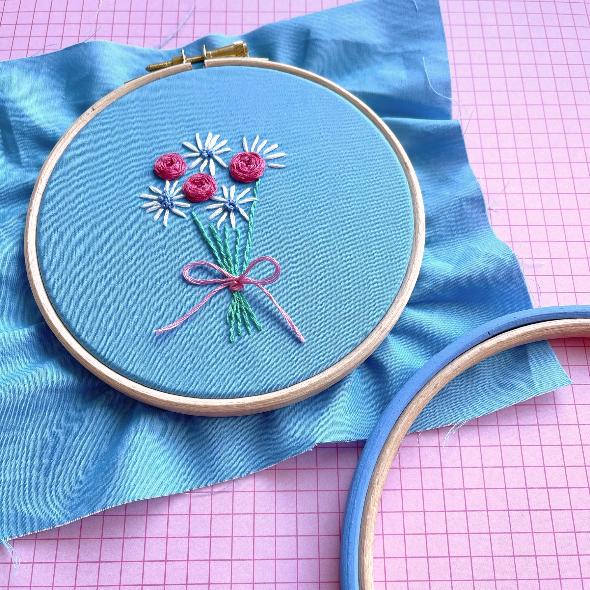 Woven rose bouquet with azure hoop | Hello! Hooray!
