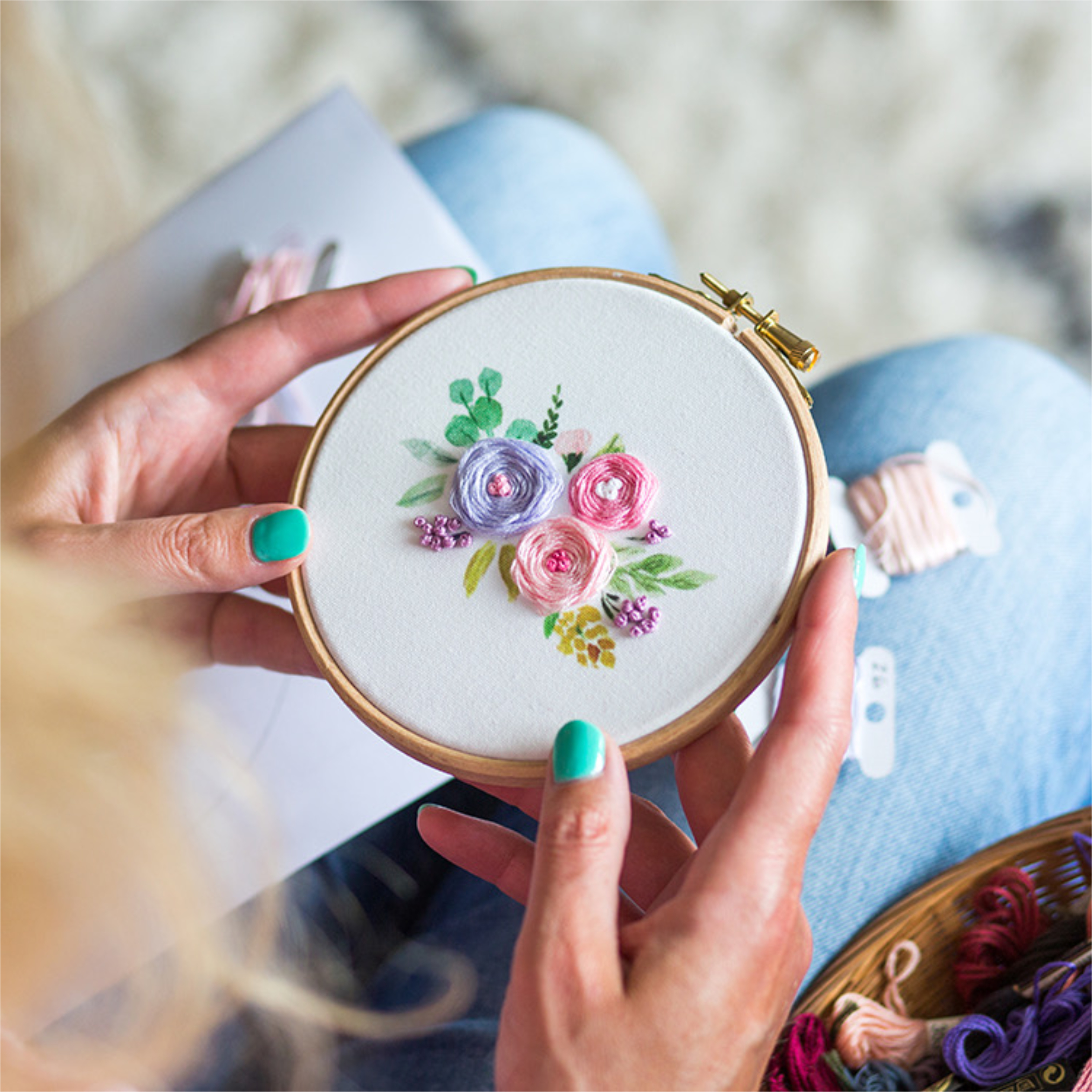 Floral embroidery hoop workshop with Little Cherub Design