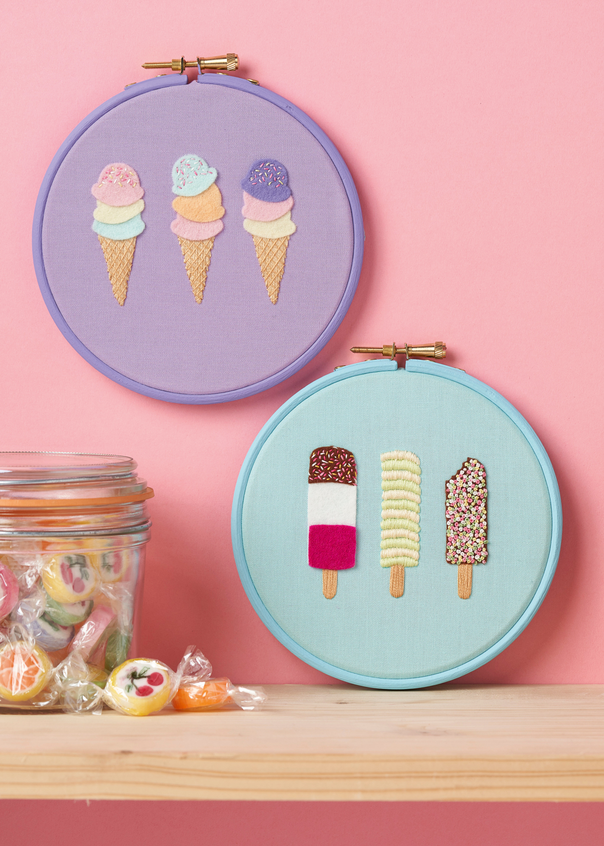 Ice cream hoops for Love Embroidery