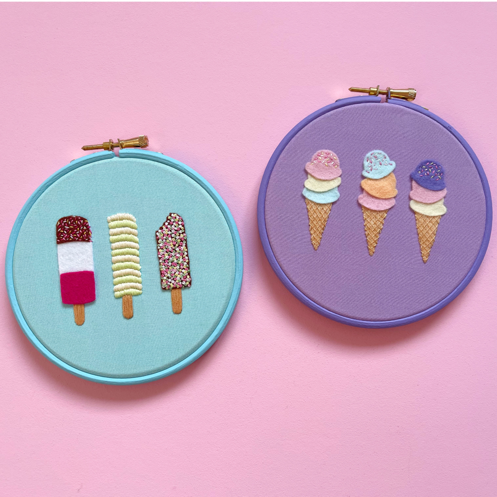 Ice cream hoops for Love Embroidery