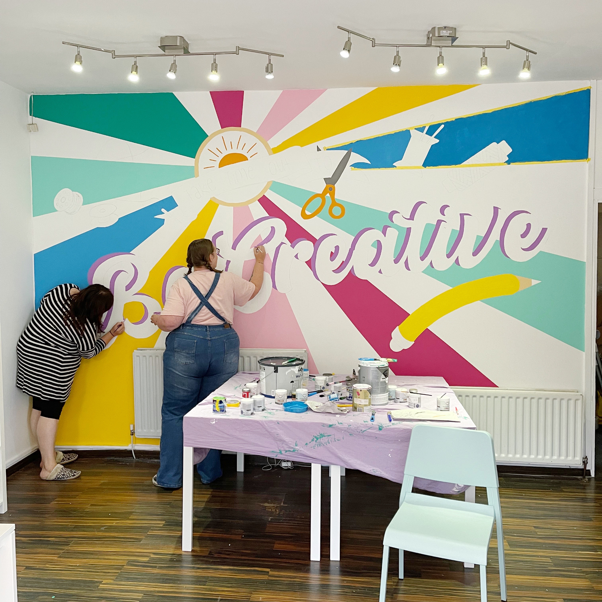 Painting the mural 2