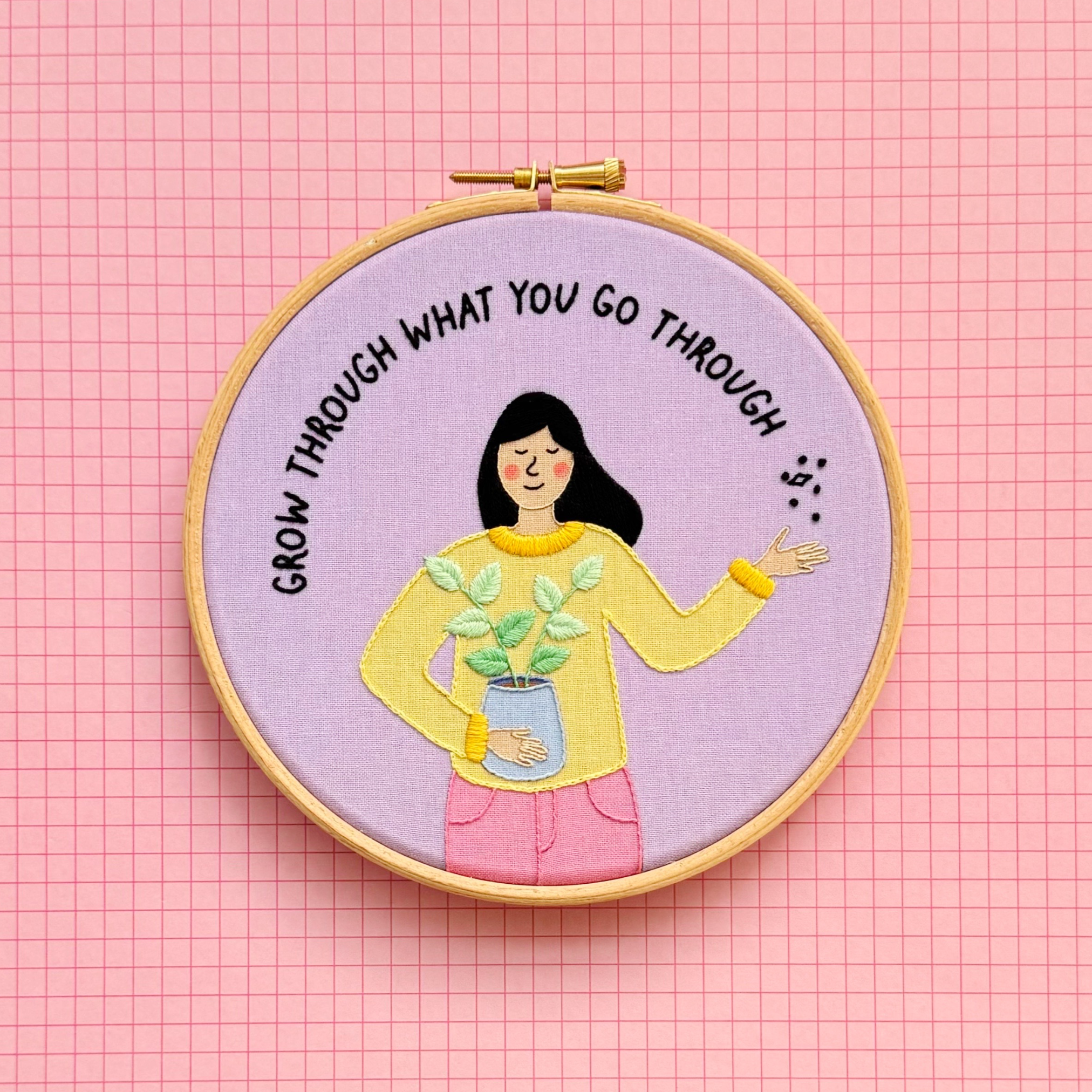 Grow Through What you Go Through embroidery kit